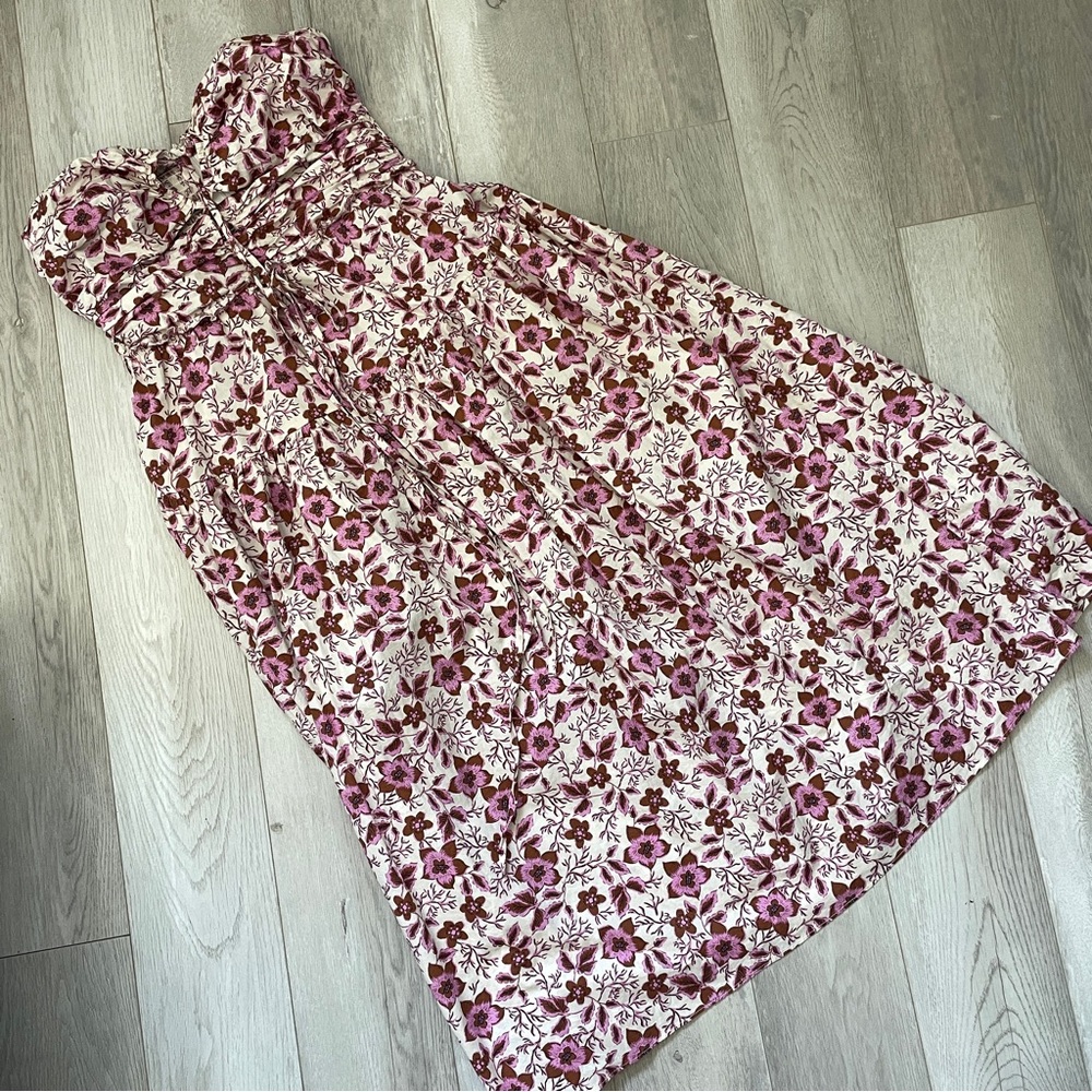 Jason Wu Dress halter strapless floral midi womens Pink (small) summer sun party